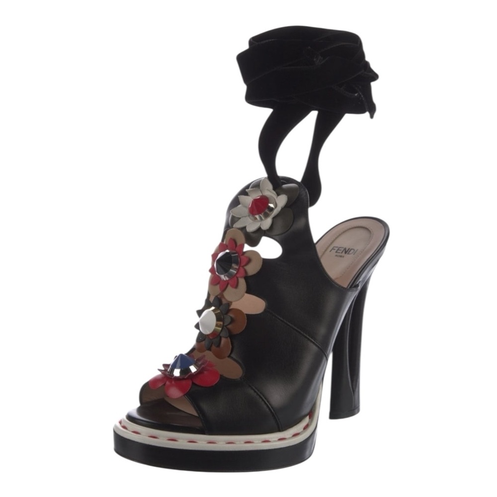 FENDI FLOWERLAND PLATFORM LEATHER SANDALS New without tags Retail $1200 - Picture 3 of 7